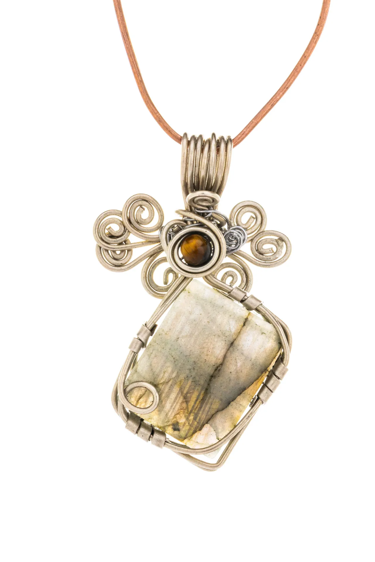 Crossroads — Labradorite and tiger's eye charm