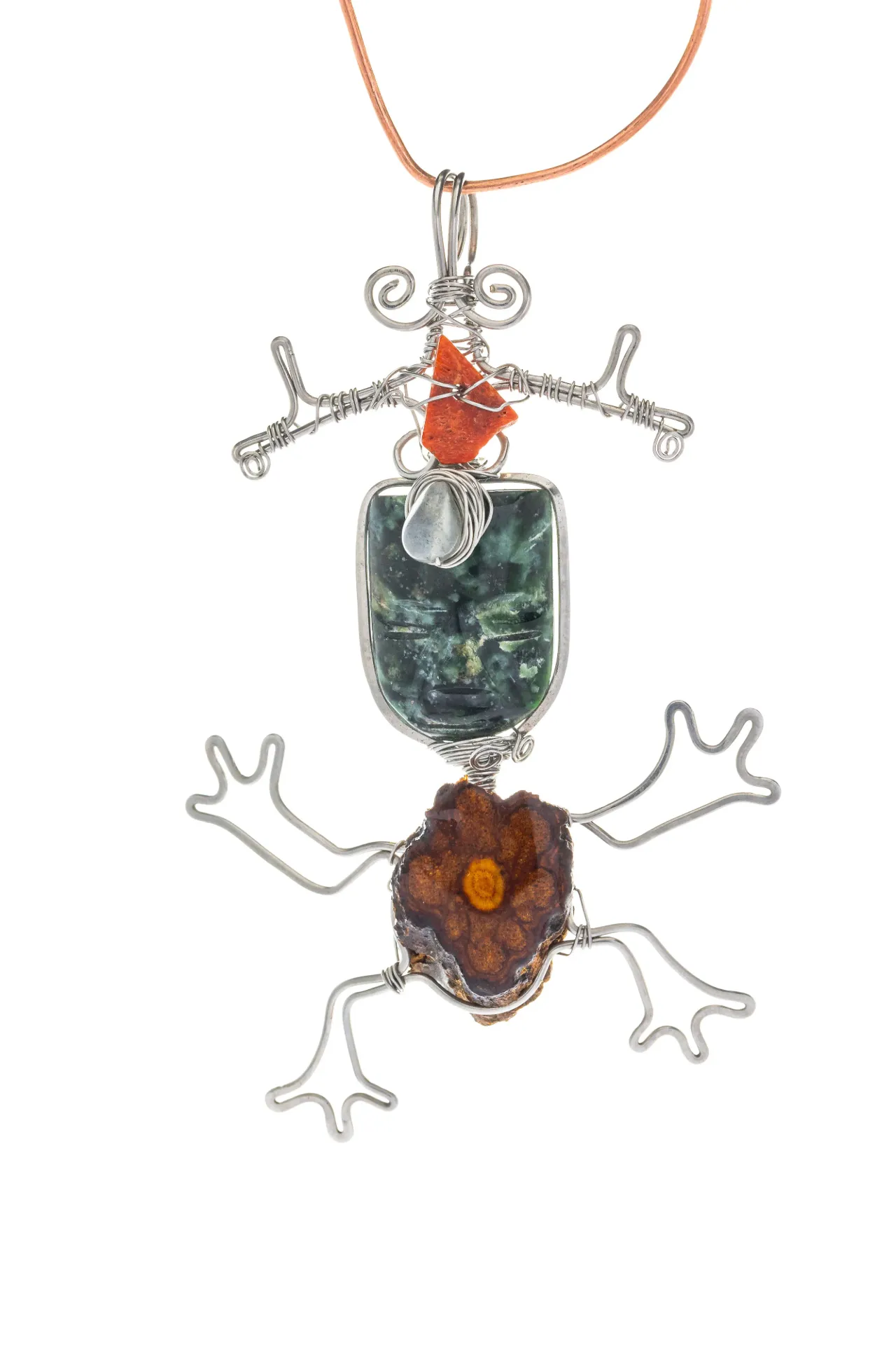 [DI-AC-MP-208] Pequeño Chamán del Sendero — Dije de máscara de jade ecuatoriano