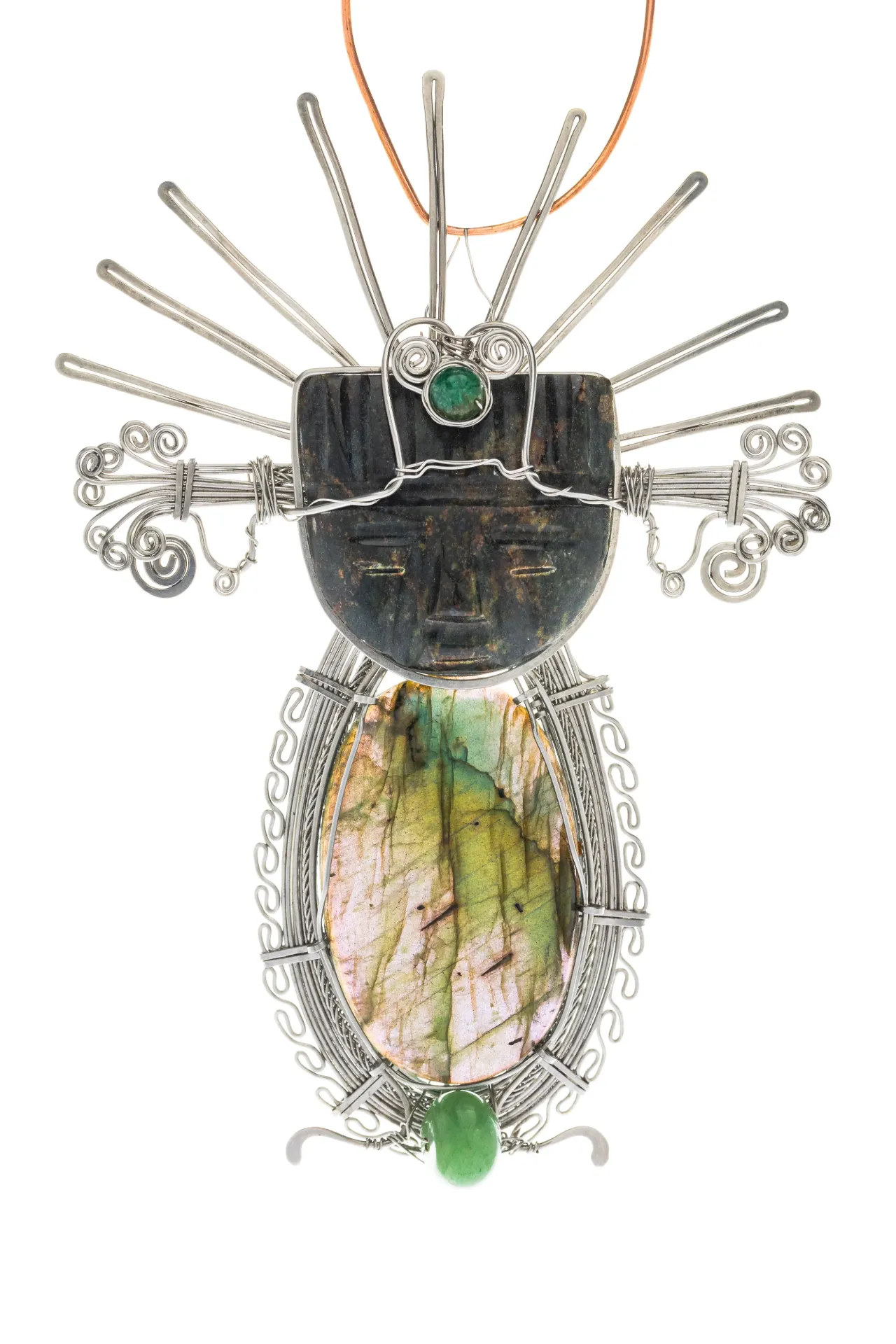 [DI-AC-MP-213] Chamán de la Aurora — Dije de máscara de jade ecuatoriano