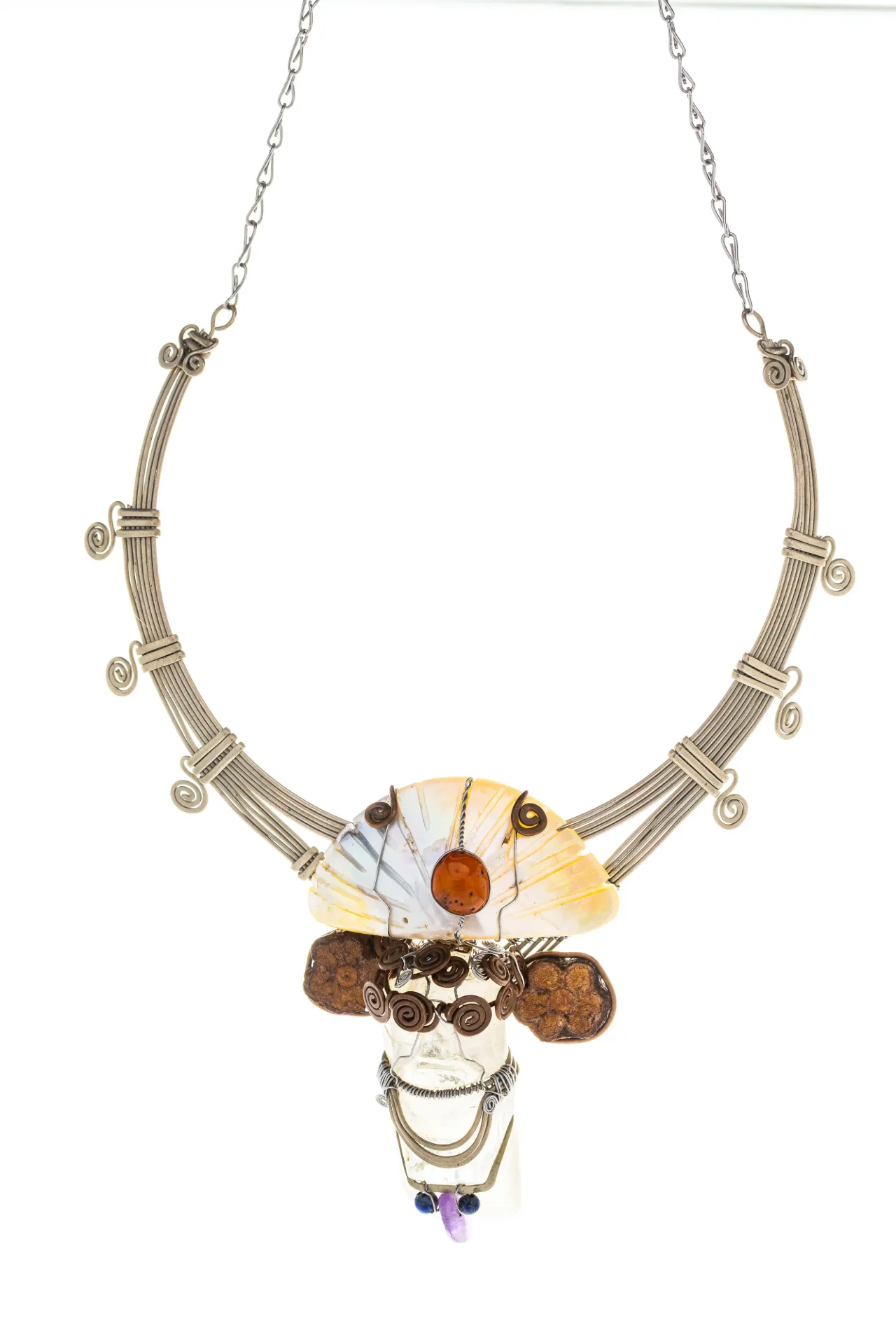 [CO-MX-MP-250] Señor del Cristal Vivo — Collar escultórico de cuarzo cristal