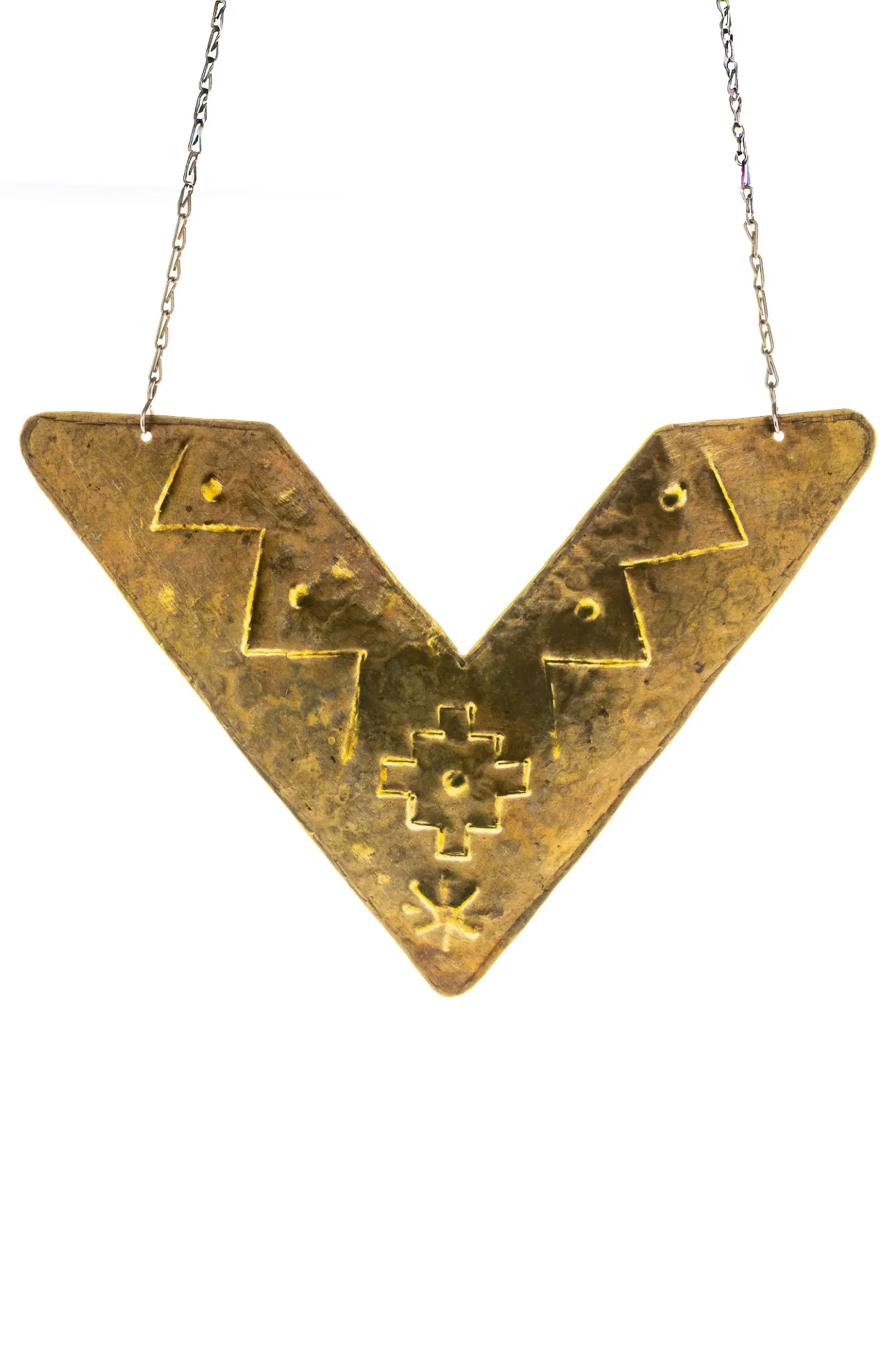 [CO-BR-SI-251] Pectoral del Inti — Collar de bronce repujado