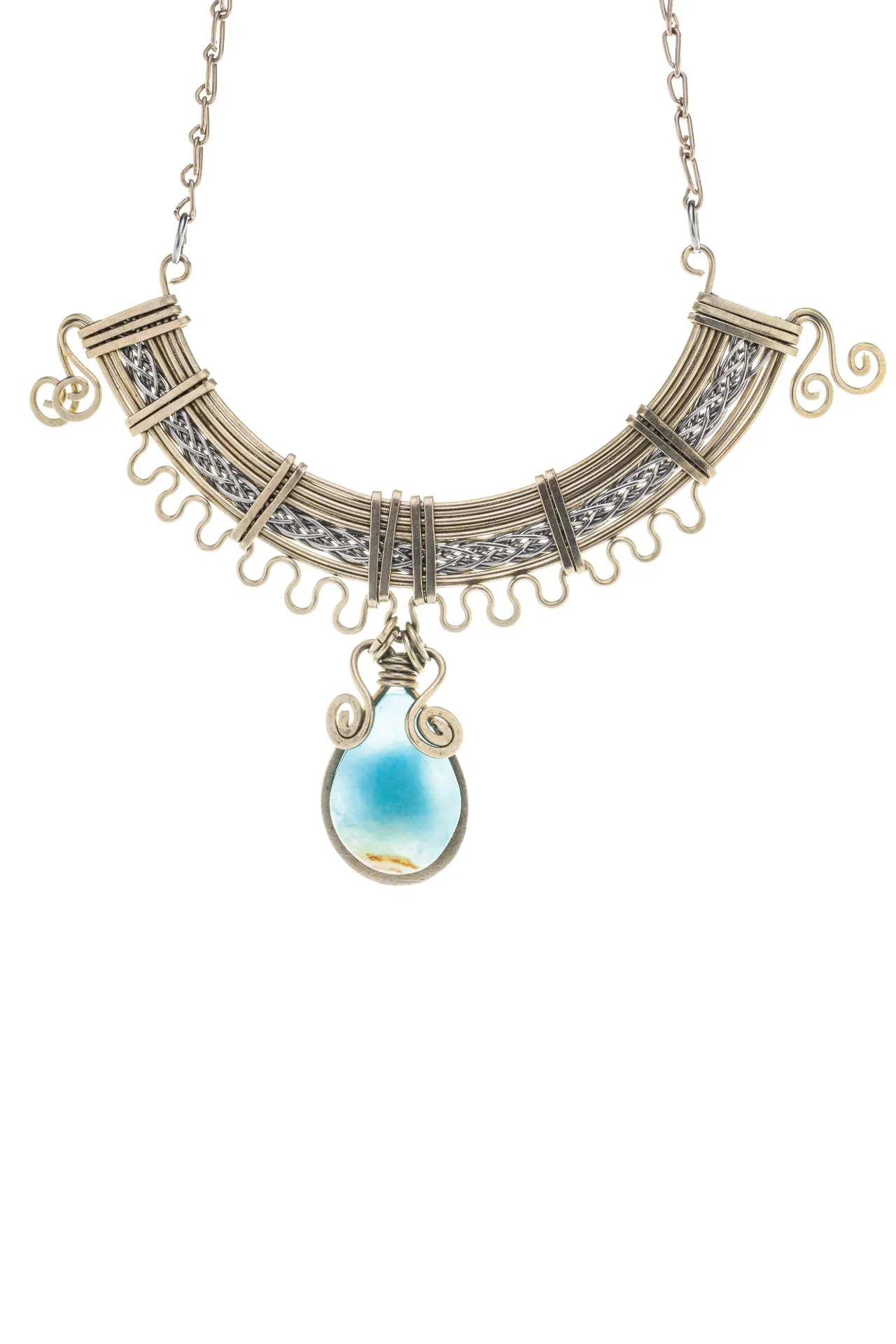 [CO-MX-ON-255] Horizonte Silente — Collar de ónix cielo
