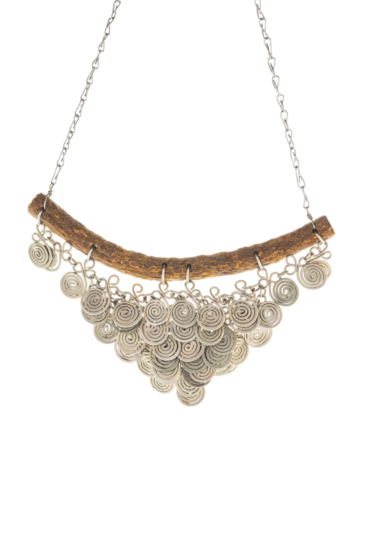 [CO-MX-SI-261] Espiral del Camino — Collar de espirales martilladas