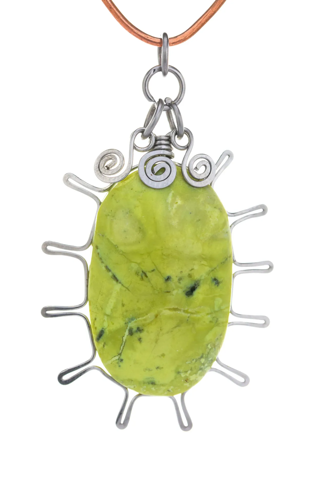[DI-AC-SE-077] Valles Generosos — Dije de serpentina limonita peruana y acero inoxidable