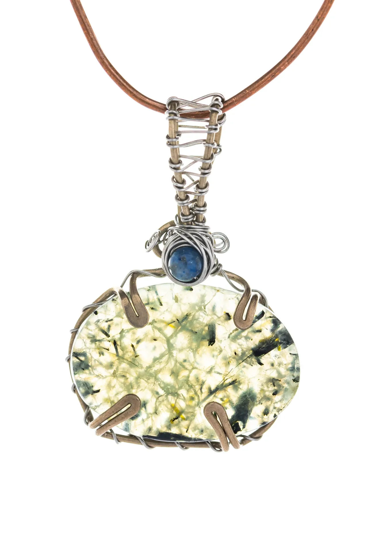 [DI-AC-PR-005] Living Mist — Prehnite and lapis lazuli charm