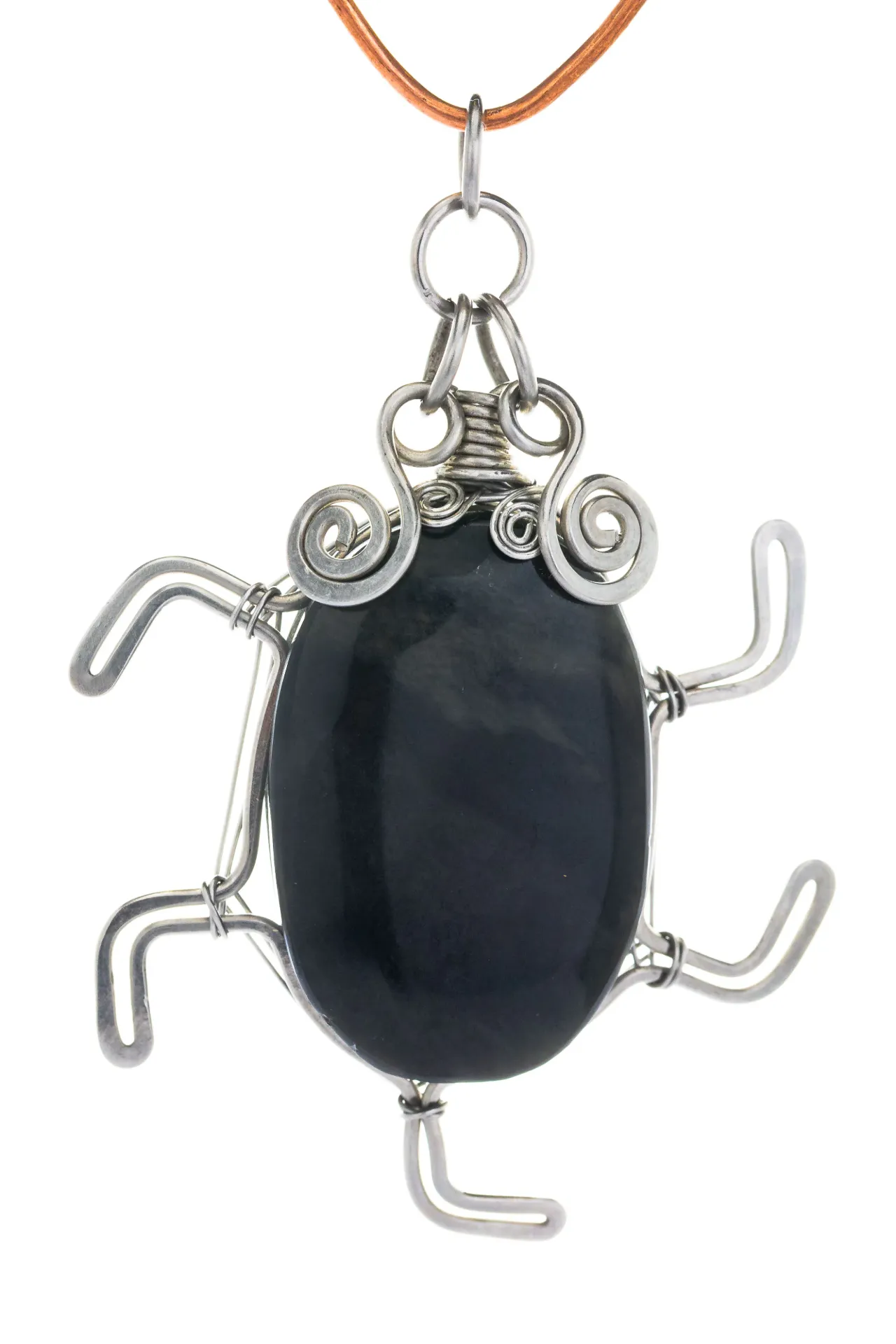 [DI-AC-OB-083] Reflejo del Camino — Dije de obsidiana arcoíris y acero inoxidable