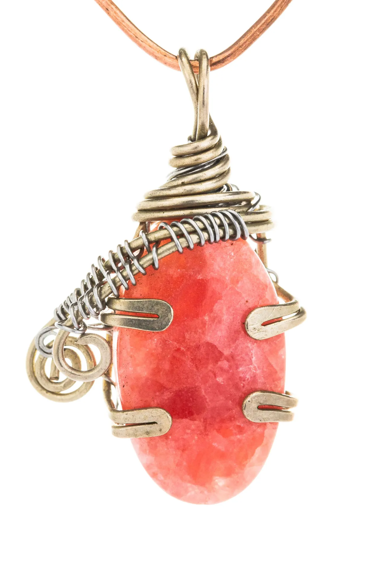 [DI-MX-RO-091] Río Rosado — Dije de rodocrosita, alpaca y acero inoxidable